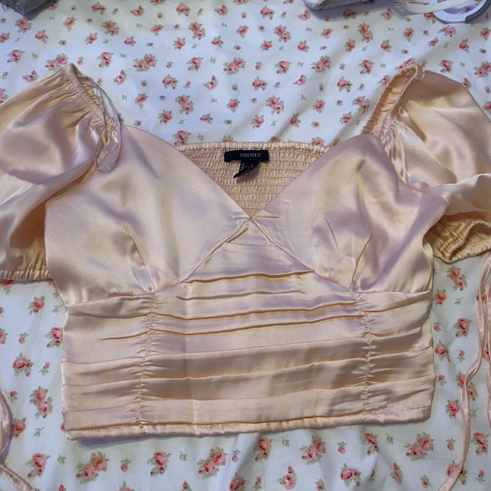 Forever 21 Satin V Neck Top